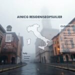 Immagine di un'infografica con informazioni su luoghi e cambi di residenza, con le strade d'Italia sullo sfondo.