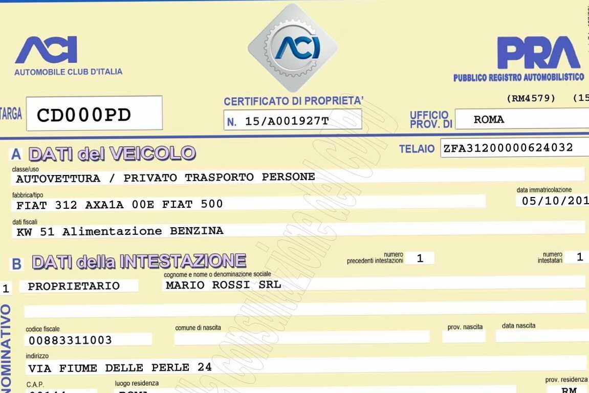 Certificato di Proprietà Scooter