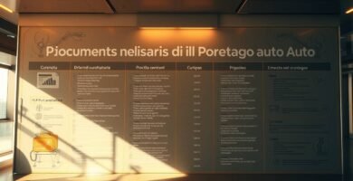 Immagine di un cartello con tutte le informazioni sui documenti necessari per il trasferimento di un'auto