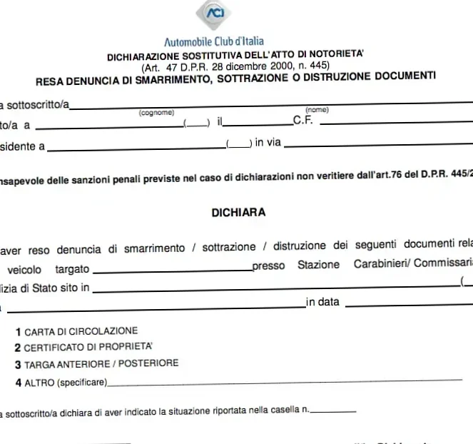 Passaggio di Proprietà Auto Documenti