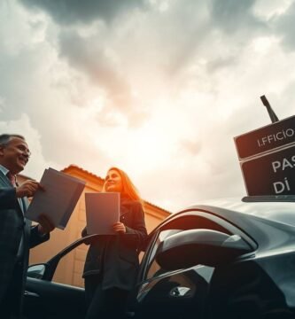 Immagine di una persona che acquista un'auto e firma alcuni documenti