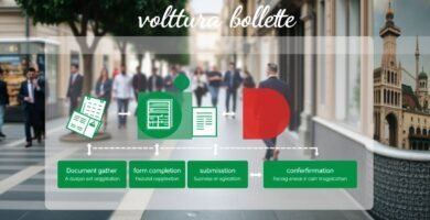 Immagine con informazioni sul trasferimento di fatture con una strada con persone che camminano sullo sfondo