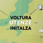 Immagine di una mappa in verde e grigio con la parola voltura utenze al centro