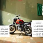 Immagine di una motocicletta in una stanza con la bandiera italiana e informazioni sui prezzi dei passaggi di proprietà.