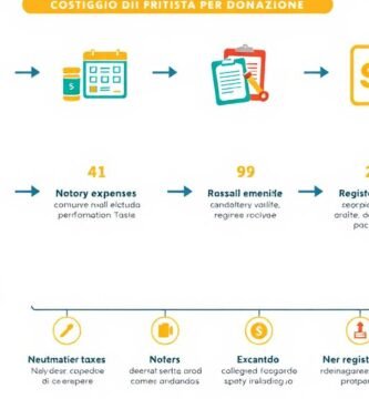 Immagine su sfondo bianco di un'infografica con testo e immagini che fanno riferimento al passaggio di proprietà delle case donate