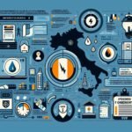 Immagine su sfondo azzurro di un'infografica con la mappa dell'Italia sullo sfondo, simboli e testo relativi al titolo dell'articolo