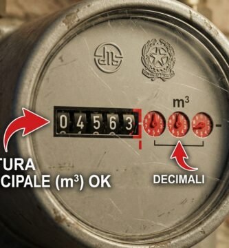 Immagine ravvicinata di un contatore del gas con le relative marcature