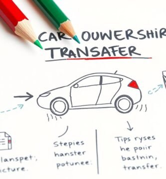 Disegno dell'immagine di un'auto insieme alle informazioni sul trasferimento di proprietà con colori sui lati