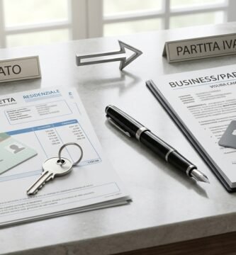 Immagine di due documenti relativi a una proprietà affiancati su una scrivania.