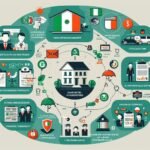 Immagine su sfondo bianco di una casa circondata da elementi di servizio di base e informazioni sul titolo dell'articolo